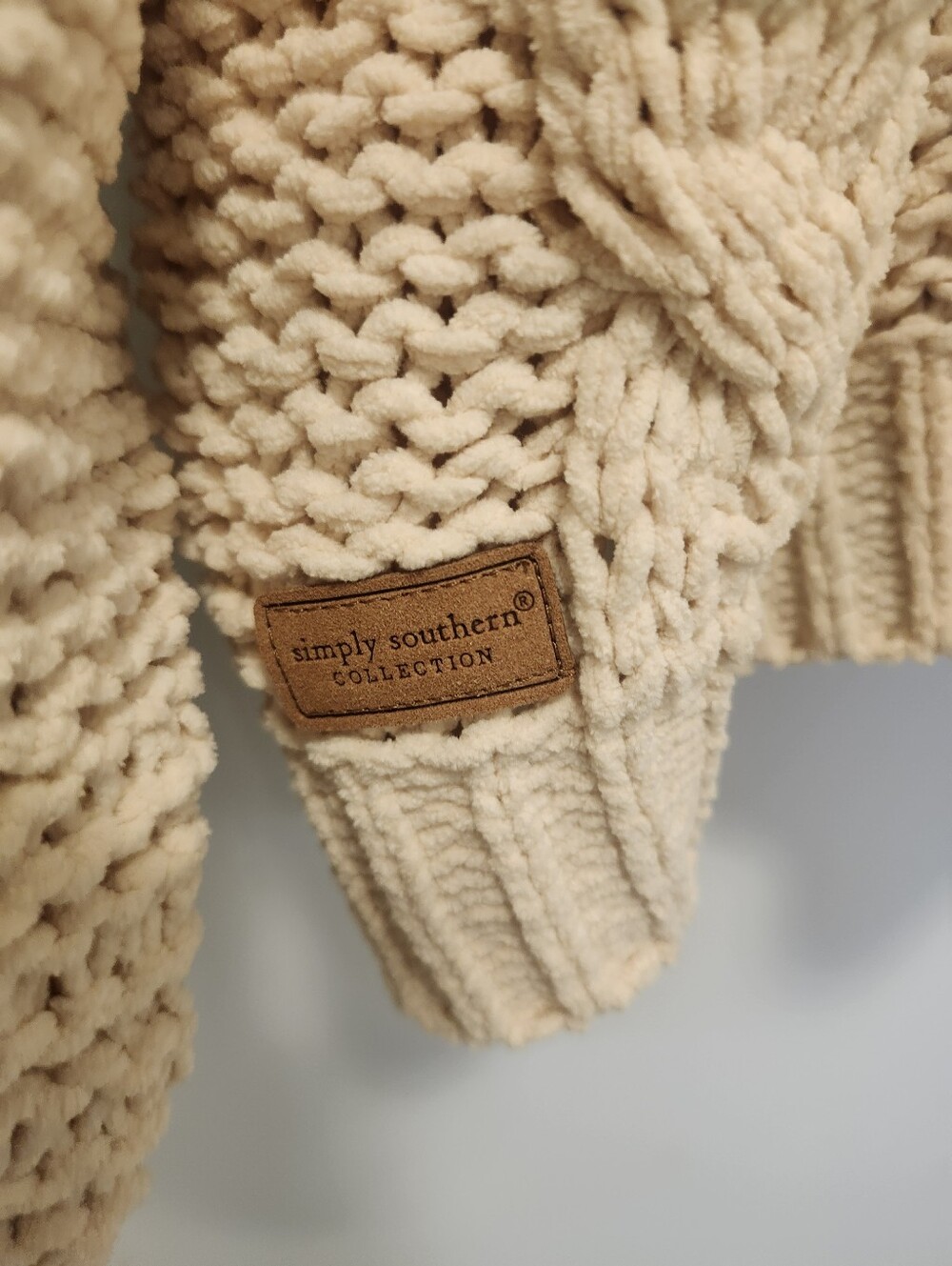 Simply Southern Women’s Cream Cable Knit Turtleneck Sweater - Picture 4 of 6